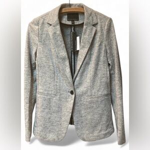 NWT Banana Republic Wool Blend‎ Blazer Size 4 Gray Button Front Pockets Classic